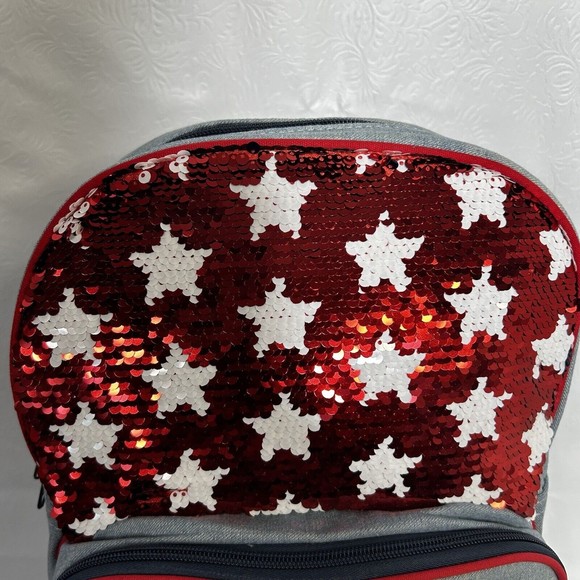 Disney Mickey Mouse USA Americana Reversible Sequin Patriotic Flag Backpack - Picture 8 of 11